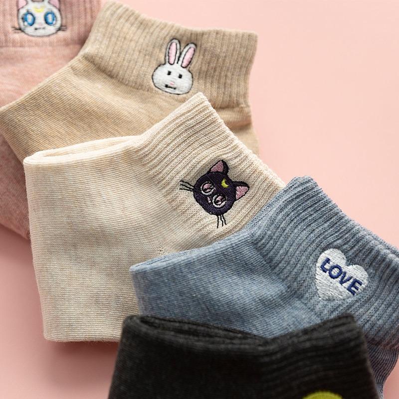 Quirky Cotton Ankle Socks - Pair of 5 - Image 5